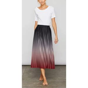 NWT We Are Sundays Park Ombre Wine Dip Dye Pleated Midi Skirt